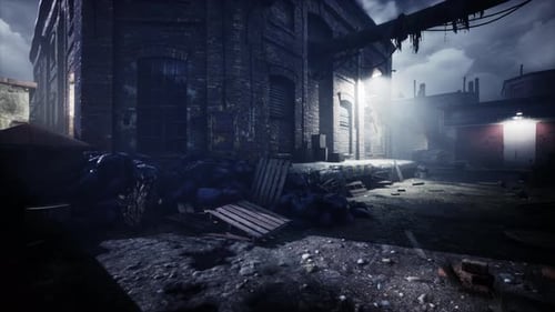 Night at Large Abandoned Industrial Area