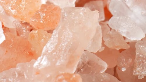 Himalayan pink salt up close with a mesmerizing macro video.