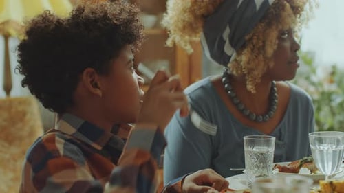 Happy Family Meal Together at Home