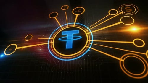 Digitales 3D-Konzept für Tether USDT-Stablecoin-Kryptowährungssymbol