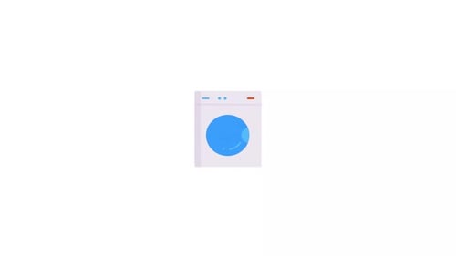Animated Minimalist Washing Machine Icon Flat Design