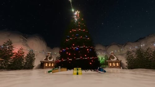 Boucle de petite ville festive de Noël en 3D