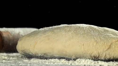 The Dough Falls on the Table Filmed on a Highspeed Camera at 1000 Fps