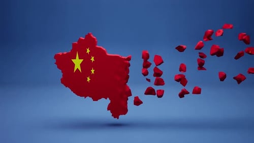 China-Karte mit Flagge