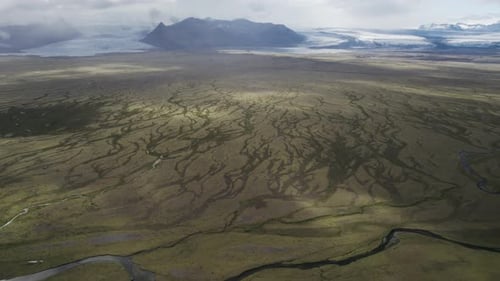 Aerial view of the highlands of Iceland.