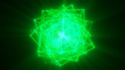Glowing green luminous energy sphere with fluid plasma