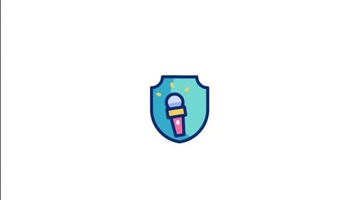 Animated Corporate Security Microphone Icon with Idea Lightbulb