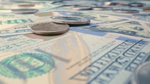 Dollars Cents Money Background Macro View USD Currency Banknotes Finance