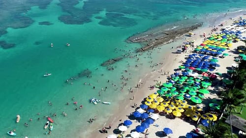 Coastal legendary travel destinations on tropical scenery. Caribbean beach. Seascape bay water at fa