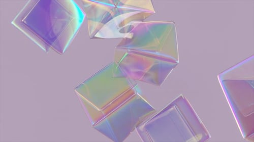 Transparent Soft Rainbow Cubes Flock to the Center and Stick to Each Other