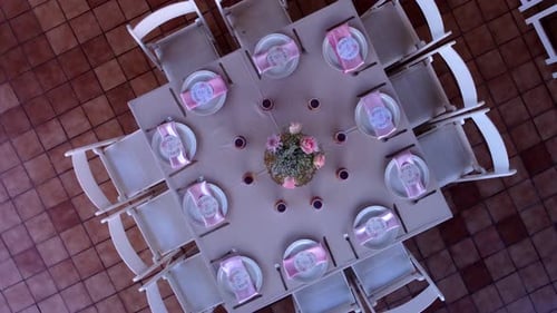 Birds Eye View of Decorated Wedding Table