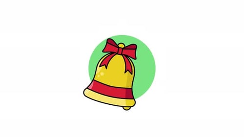 Animated Flat Design Christmas Bell Ringing Icon