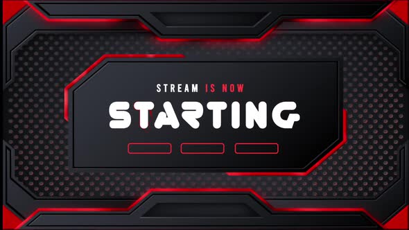 Geometric Stream Starting Screen Overlay with Red Neon Glow ...