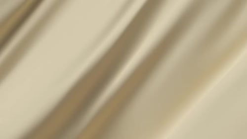 3D-Animationshintergrund aus abstraktem beigem, pastellfarbenem Seidenstoff, glattes Wellentuch, fließendes
