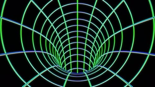 Relativité dimensionnelle du tunnel de vortex à grille de néons verts déformés