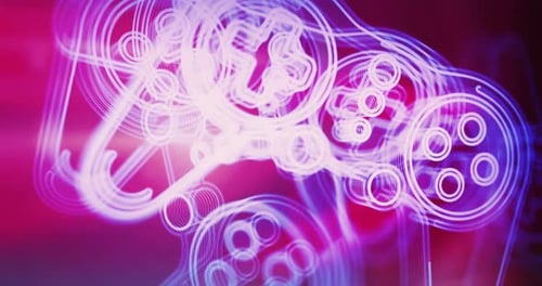 Esport retro video game pad symbol rotating loop concept