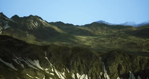 Majestic Mountain Landscape with Lush Greenery and Distant Peaks