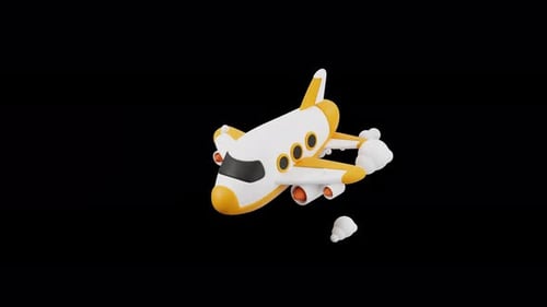3D Cartoon Space Shuttle Flying Animation