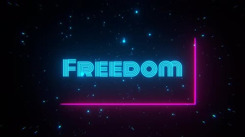Cyan And Pink Neon Sign Freedom In Retro Style In Star Stream Background Vj Loop In 4K