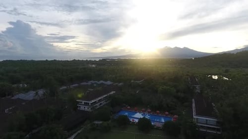 Aerial sunset view