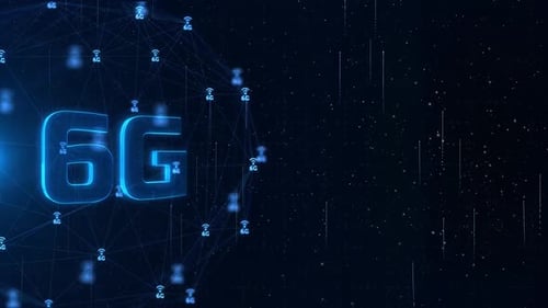 6G Technology Network Connection Abstract Animation