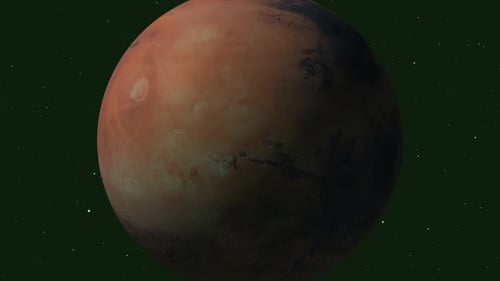 Marsplanet und Mond. Marsrotation