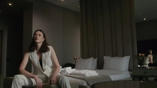 Elegant Woman In An Elegant Interior Luxury Hotel Pretty Young Brunette