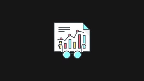 Animated Flat Design Business Report Chart Icon