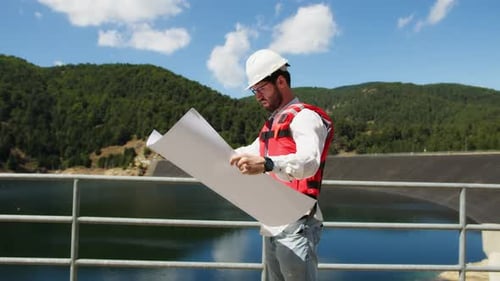 Landscape Architect Work Near the Dam for the Redevelopment of Green Spaces