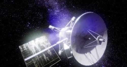 Futuristic Satellite Rotating in Deep Space Animation