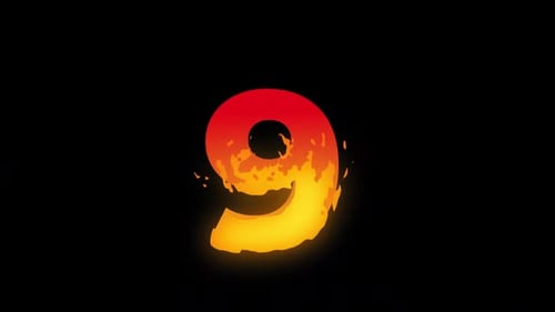 Animated Fire Number Nine Loop