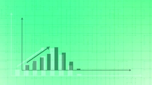 Digital Corporate Data Presentation with Animated Bar and Line Graphs