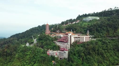 Genting Highland Chinese temple aerial view, Malaysia