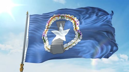 Realistic Northern Mariana Islands Flag Waving 3D Animation