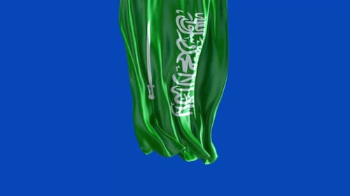 Realistic Saudi Arabia National Flag Waving Seamless Loop