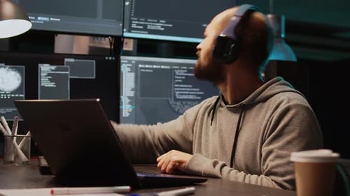 Excited Coder Celebrating Success at Workplace