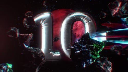 Retro Rocket Space Countdown Nummer 10