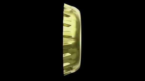 Golden Bottle Cap Spinning on Black Background