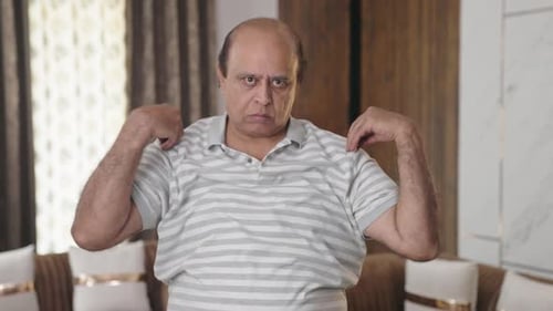 Fat Indian man doing exercise