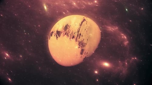 Abstract Planet Rotating in Galactic Space Nebula Animation