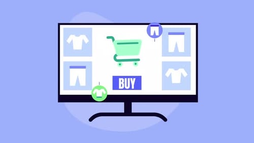 Vetor de animação de carrinho de compras online. Ideal para comércio eletrônico e varejo de moda
.