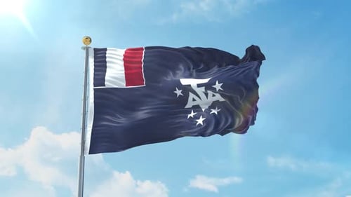Realistic French Southern and Antarctic Lands Flag Waving