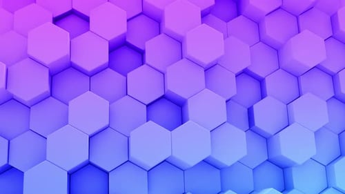 Abstract gradient blue violet neon of hexagon pattern background.