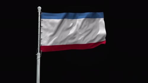 Crimea Flag Waving Seamlessly on Black Background