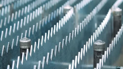 Close up metal grate platform factory machinery