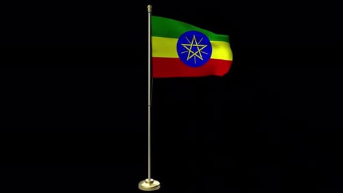 ethiopia flag with pole Waved Looped flag alpha