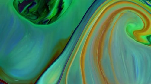 Abstract Swirling Green and Yellow Paint Background