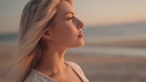 Romantic Woman On Beach