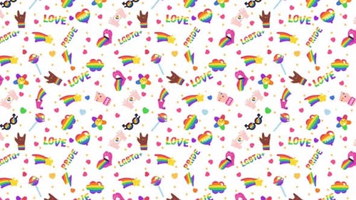 LGBTQ+ Pride Symbols Seamless Loop Pattern Animation