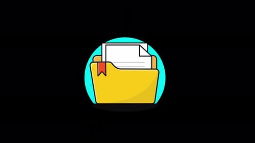 Flat Design Folder and Documents Bouncing Icon Animation